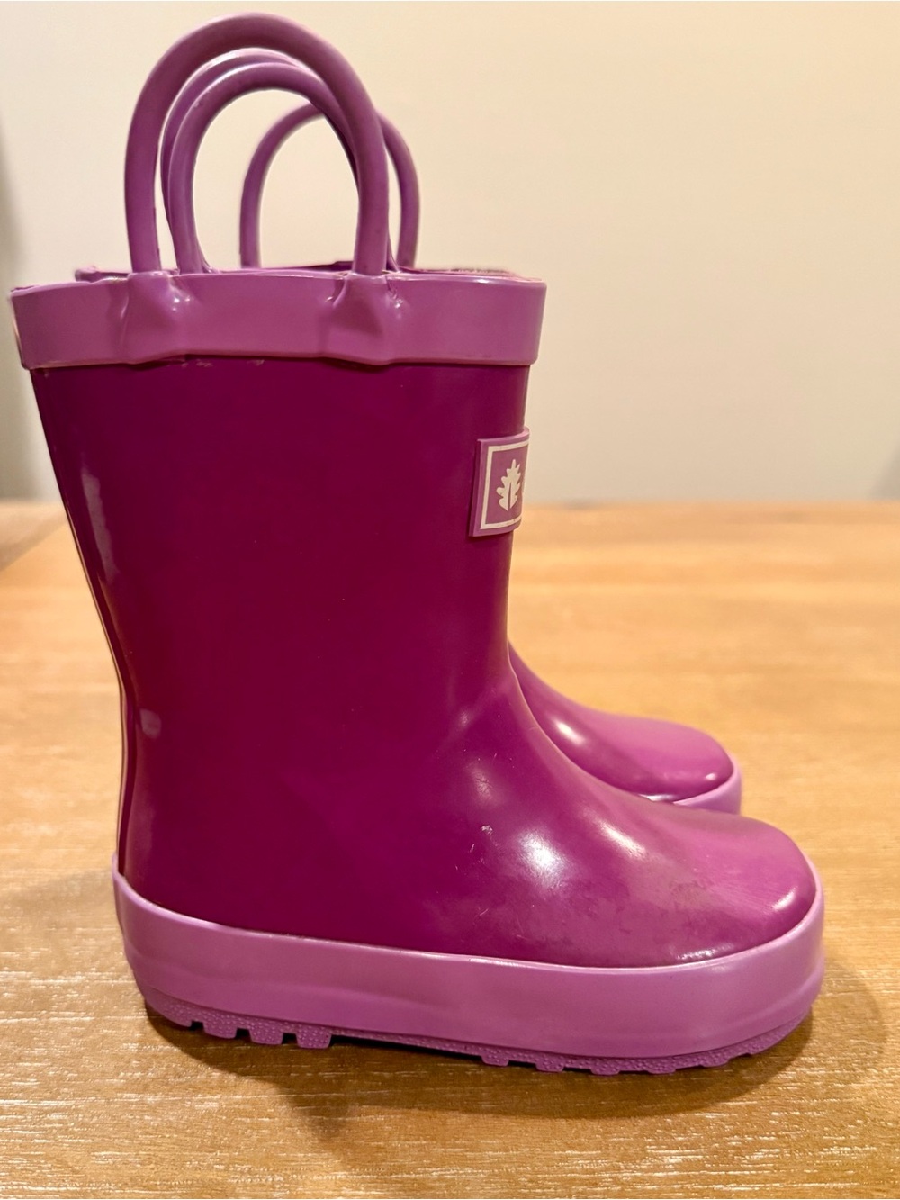Oaki Kids Rain Boots Purple OrchidWaterproof Easy-On Handles 2 Tone Purple Sz 5